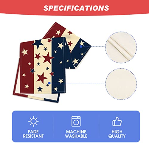 Stars Stripes 4th of July Patriotic Table Runner 13x120 Inch Red Beige Blue