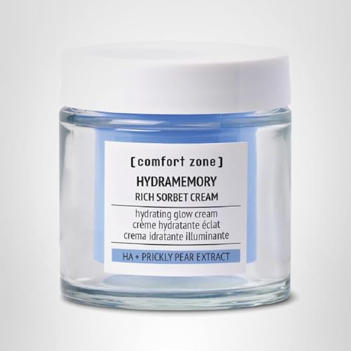 [ comfort zone ] Hydramemory Rich Sorbet Cream, Intense Hydration Face Moisturizer, Brightens, Smooths, Climate Adaptive, Vegan, Prickly Pear, Hyaluronic Acid, Dehydrated Skin, Daily Use, 1.69 Fl Oz