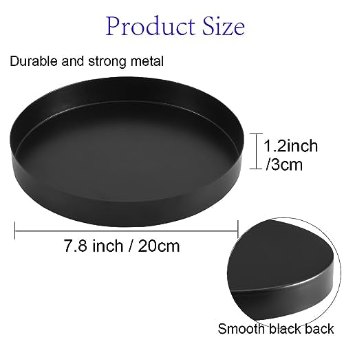 Black Round Metal Candle Holder Tray 7.8 Inch Decorative Serving Tray - Variation of THIS listing