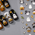 Halloween Nail Stickers Set - Embossed 5D Ghost & Pumpkin Designs, Style 13