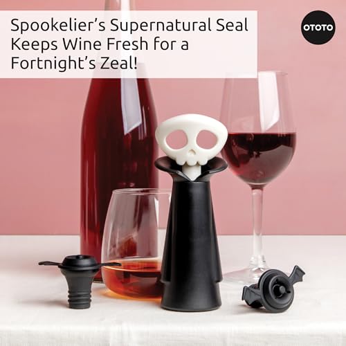 Spooky Skull Wine Saver Pump & Stopper - Halloween Gothic Kitchen Accessory