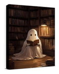 Halloween Ghost Wall Art Canvas Print - Spooky Library Reading Decor 8x10 Variation: Ghost-7