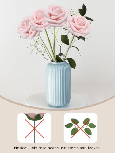 Artificial Foam Roses Bulk Light Pink 3-Inch Stemless Wedding Bouquets 400 pcs - DIY Decorations