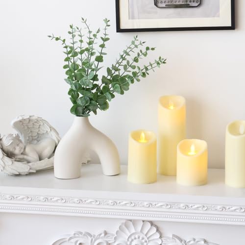 Grey Green Artificial Eucalyptus Stems - 8pcs, 14.1 Inch Fake Greenery for Wedding & Home Decor
