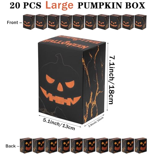 Halloween Treat Boxes Skeleton & Pumpkin Design, Large Candy & Cookie Containers - 20 Pack