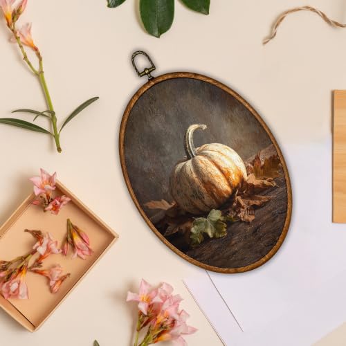 Vintage Rustic Pumpkin Fall Oval Wall Art - Fall-27 8.6x11.4 Inches