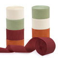 Fall Sage Rust Party Decorations - 8 Crepe Paper Streamers for Autumn Celebrations