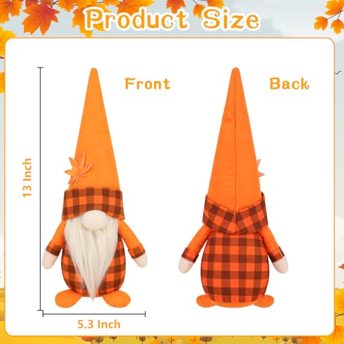 Fall Gnome Decorations Set - Plush Felt Autumn Table Decor with Maple Leaves & Pumpkins