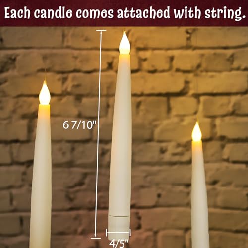 Floating Candles with Wand Remote - 12 Pcs Flickering Light & Hooks, Magic Decor