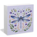 Purple Floral Dragonfly Wooden Desk Sign - Rustic Decorative Table Accent