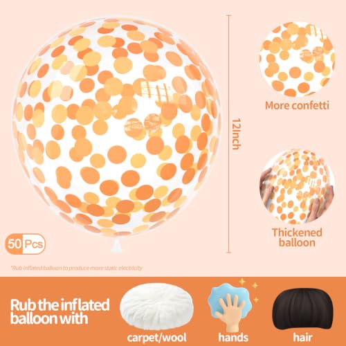 Orange Confetti Balloons 50 Pcs - 12 Inch Latex Party Decorations