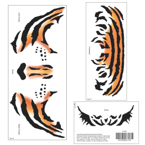 Tiger Face Tattoo - Standard Transfer for Body Art & Temporary Tattoos