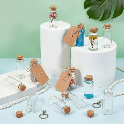 200 Pcs 10ml Glass Bottles with Cork, Labels & String - DIY & Decor