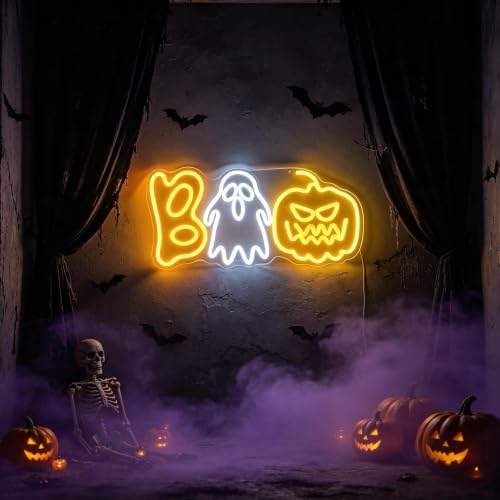 Halloween Boo Ghost Pumpkin Neon Sign USB Dimmable Wall Decor - Boo2