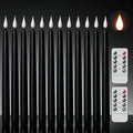 Black Flameless Taper Candles with Remote Timer - 11 Inch Gothic Decor Set of 12
