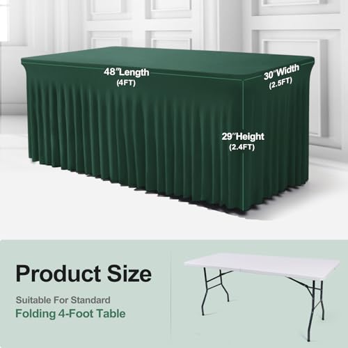 Hunter Green Spandex Table Skirt for 4FT Rectangle Tables - One-Piece