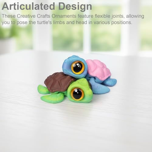 Refrigerator Magnets 2 Pack Articulated Turtle Models Flexible Joint Reptile Figurines