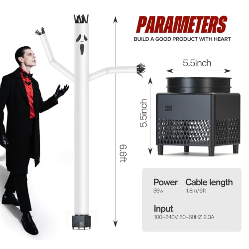 6ft Inflatable Ghost Dancing Tube Man with Blower & Spotlight for Halloween Yard Decor