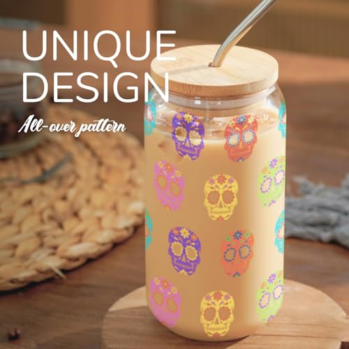 16oz Color Changing Glass with Skull Design - Unique Iced Beverage Tumbler
