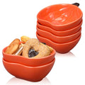 6 Pcs Pumpkin Ceramic Ramekins - Oven Safe Fall Small Dishes for Baking & Serving - Halloween Thanksgiving Party Snacks
