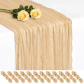 Beige Cheesecloth Table Runner 17x108 Inches - Pack of 12, Boho Home Decor