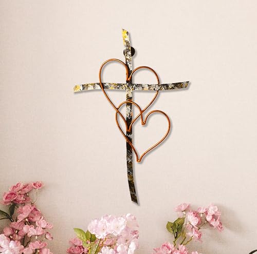 Black Matte Wall Cross 14x10 Inch Religious Wall Decor for Living Room & Outdoors