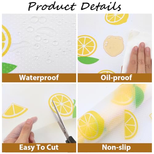 Lemon Pattern Non-Slip Waterproof Shelf Liner 12x118 inch Drawer & Cabinet Mat - CRASPIRE