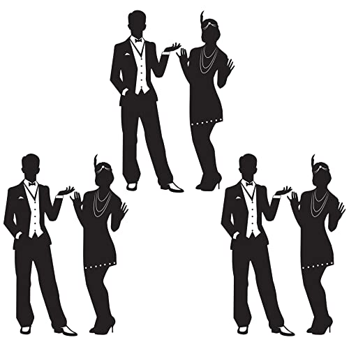 Great 20's Silhouettes Party Decorations - 6-Pack Roaring 20's Cutouts for Gatsby Theme