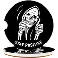 Skull Car Coasters 2 Pack - Funny Gothic Skeleton Cup Holder Accessories