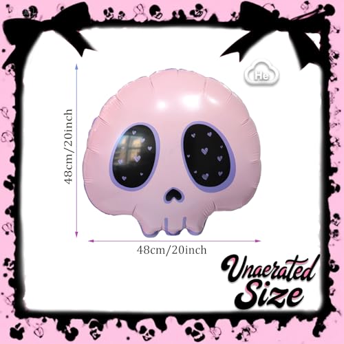 Pink Skull Foil Balloon Set for Halloween and Party Decor - 2 Pack