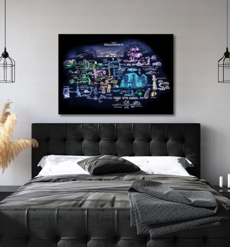 Hollow Knight Map Wall Art Poster - 14 x 11 Inches Game Room Decor
