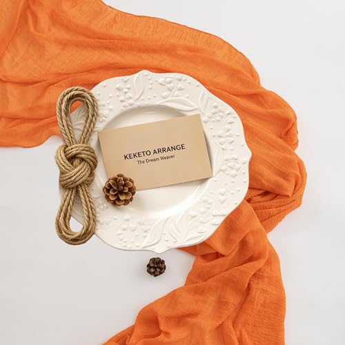 Orange Cheesecloth Table Runner 120 Inch - 6 Pack Fall Boho Home Decor