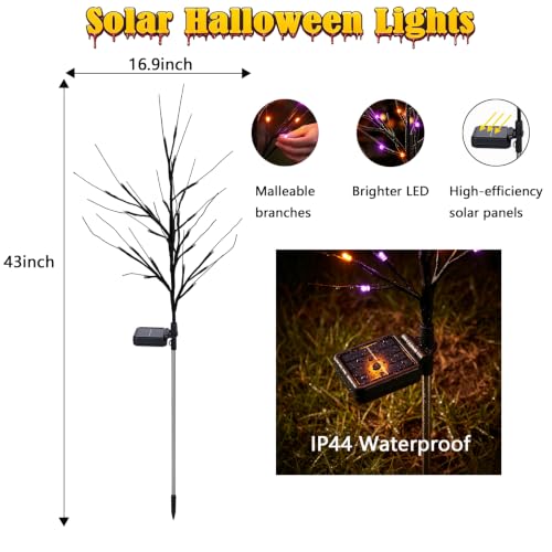 Black & Orange Purple Solar Halloween Tree Lights 2 Pack - Variation of THIS listing