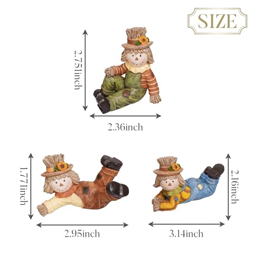 Medium Valery Madelyn Fall Scarecrow Decorations Set - 3 Pcs Harvest Figurines for Home & Garden