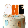 Halloween First Birthday Cake Topper - Spooky One Pumpkin Gold Glitter Decoration