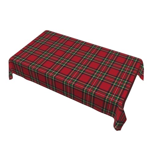 Christmas Checkered Tablecloth - 60x120 Inch Rectangular Holiday Table Cover, Red Green Retro Plaid