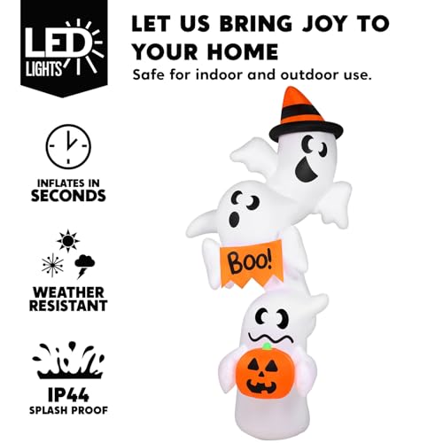 Giant Inflatable Ghost Halloween Yard Decoration with LEDs - Outdoor Spooky Decor