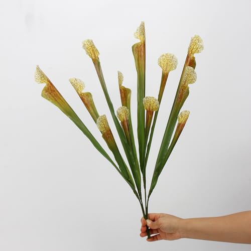Artificial Carnivorous Pitcher Plant Set - 17.5 Inch Brown Faux Plants for Home & Wedding Decor