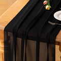 Black Chiffon Table Runner for Halloween & Fall Decor - 29 x 170 Inches, 3 Pieces