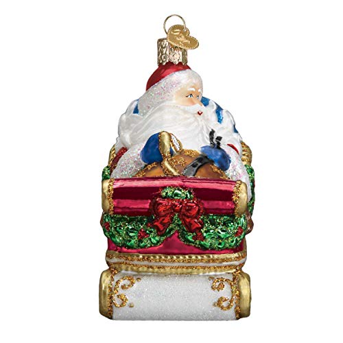 Santa in Sleigh Glass Ornament - Handcrafted Christmas Tree Decoration