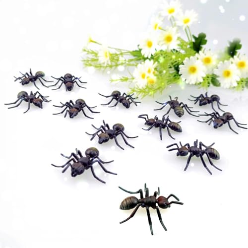 Realistic Fake Ants Party Decorations - 12 Plastic Insects for Halloween & Pranks