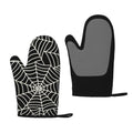 Halloween Spider Web Silicone Oven Mitts 2-Pack - Non-Slip Heat-Resistant Kitchen Gloves