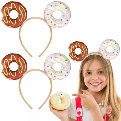 Food Hat Headbands - 2 Pcs Donut Costume Party Accessories for Halloween & Events