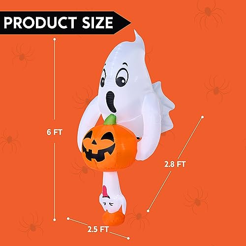 6ft Halloween Inflatable Ghost & Pumpkin with LED Lights Outdoor Yard Decor
