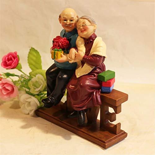 Loving Elderly Couple Figurines Anniversary Gift - Handmade Resin Home Decor - Love Variation