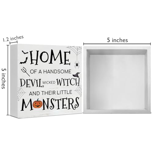 Halloween Wooden Sign - Devil & Witch Holiday Decor for Home & Desk - Variation H13