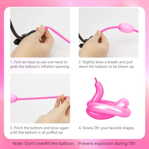 Pink Balloons Bulk Pack of 100 - 12 Inch Long Party Balloons for Decorations & DIY Shapes - Pink Variant