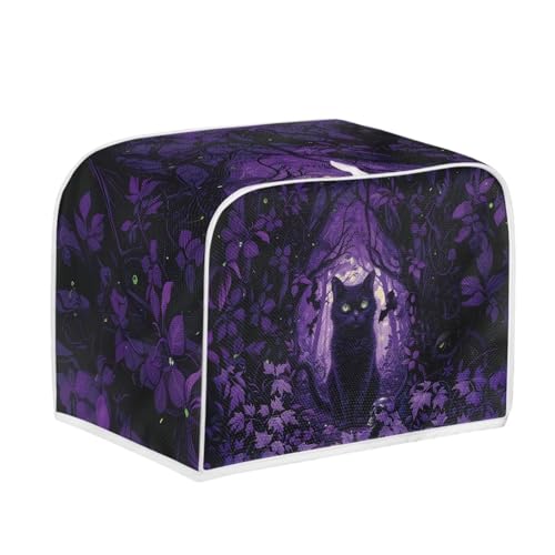 Cat Bat Maple Leaves Print 2 Slice Toaster Cover - Dustproof Kitchen Accessory - Halloween Decoration