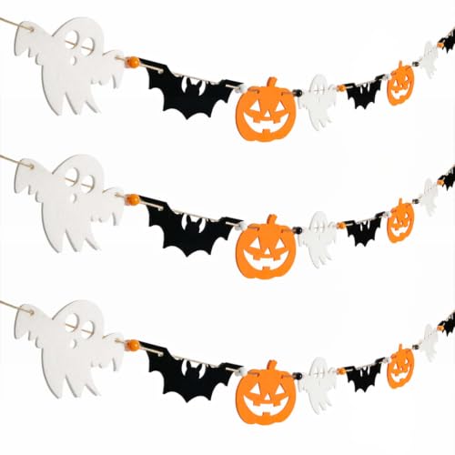 Halloween Felt Garland Banner with Ghost Bat Pumpkin - 3 Pack, Ghost Bat Pumpkin #1