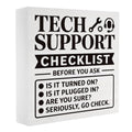 Inspirational Office Desk Sign - 5x5 Inch Wooden Support Gift for IT Professionals